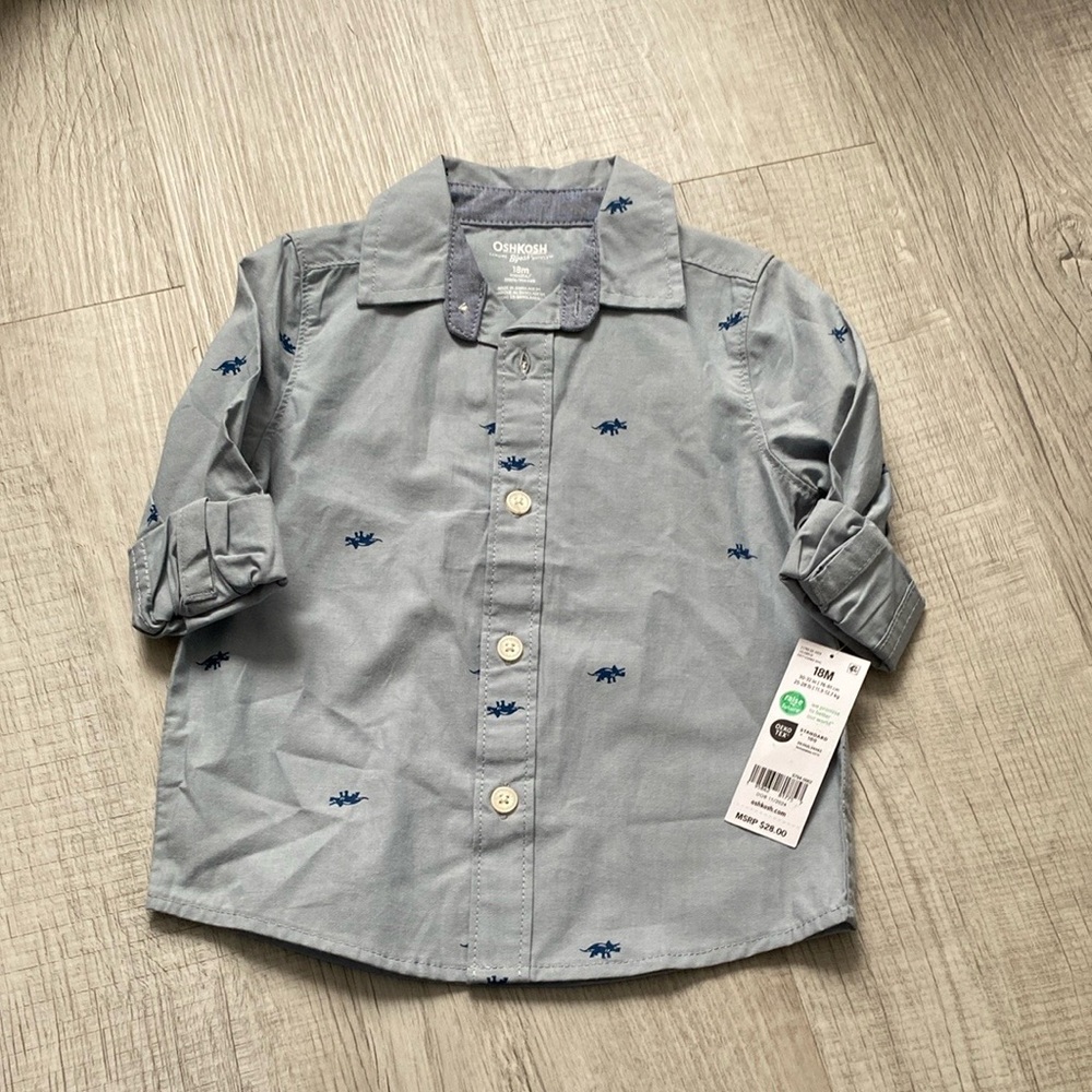 OshKosh B'gosh Gray and Blue Button Down Shirt